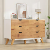 EazeHome Dresser for Bedroom with 6 Drawers, Rustic Brown Modern Wide Chest of Drawers, Large Wooden Storage Organizer for Living Room, Hallway, Entryway EazeHome