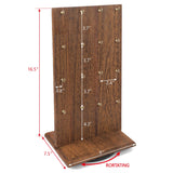 Ikee Design Wooden Rotating Two-Sided Jewelry Display Stand, Rotating Organizer with 32 Hooks for Store, Earring Keychain Display with Hooks, Brown color, 9 W x 7.5 D x 16.5 H in Ikee Design