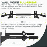 ProsourceFit Wall-Mounted Pull-Up / Chin-Up Bar, Heavy Duty 300 lb. Capacity, Black ProsourceFit
