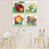 Framed 4 Pack Paint by Numbers Kit for Kids, Cute Cartoon Paint by Number for Kids Ages 4-8 Easy Kids Paint by Number Kits Age 8-12, DIY Acrylic Oil Painting by Numbers for Home Wall Decor 8x8 Inch Fountor