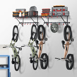 VEVOR Bike Storage Rack, 4 Bike Racks, Wall Mount Bike Storage Hanger with 2 Shelves, Home and Garage Organizer, Customizable for Various Bike Sizes, Adjustable Holder, Holds Up to 500 lbs, 63-inch VEVOR