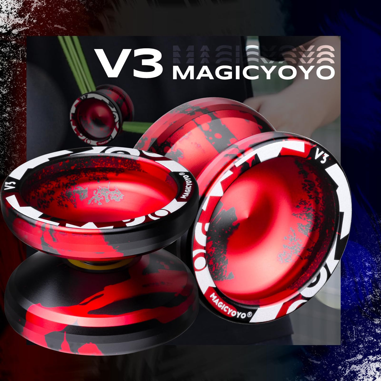 MAGICYOYO Professional Responsive Yoyo V3, Metal Yoyo for Kids Beginners Alloy Yoyo for Adults with KK Bearing + Bearing Removal Tool + Axle + Storage Bag + 12 Yoyo Strings (Black Red) MAGICYOYO