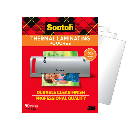 Scotch Thermal Laminating Pouches, 50 Count, Clear, 3 mil., Laminate Homemade Ornaments, Christmas Banners and Gift Tags, Ideal Holiday Supplies, Fits Letter Sized (8.9 in. × 11.4 in.) Paper Scotch