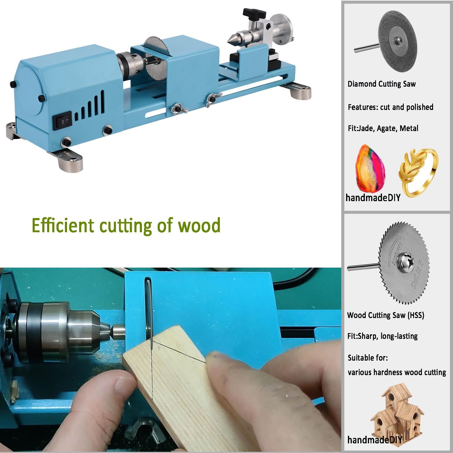 Mini Lathe Machine Multi-Purpose Lathe With Professional Tools Torno Para Madera Cutting Grinding Polishing Desktop Metal Lathes Easy To Use - WoodArtSupply