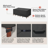 Porch Shield Patio Table Cover - Waterproof Outdoor Dining Table and Chairs Furniture Set Cover Rectangular - 125 x 73 inch, Black Porch Shield