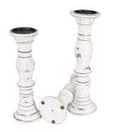 Candle Stands Wooden for Pillar Candles,Rounded Turned Colums, Sustainable Woods, Country Style, Idle for Reiki, Aromatherapy, Votive Candle Garden Home décor - 16,14,12 Inch Set of 3 - White Antique The Wooden Town