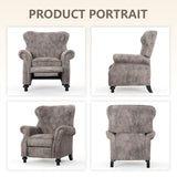 Pushback Recliner Chair, Fabric Armchair Push Back Recliner with Rivet Decoration, Mid Century Wingback Accent Chair for Living Room, Bedroom, Stable Hump Feet (Brown Gray) anwickjeff