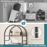 Shintenchi Bookshelf, Arched Bookshelf 5 Tier Bookcase, Tall Bookcase Shelf for CDs/Books, Home Office Bookcase Shelf Storage Organizer, Modern Book Shelf for Bedroom/Living Room, Rustic Brown Shintenchi