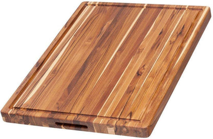 Teakhaus Carving Board - Large (L) Wood Cutting Board with Juice Groove and Grip Handles - Reversible Teak Edge Grain Wood - Knife Friendly - FSC Certified