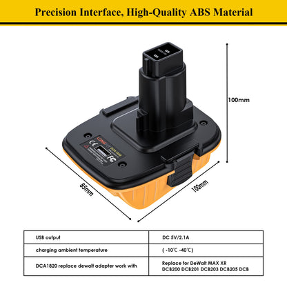 Replace for DeWalt Battery Adapter 18V to 20V DCA1820, Convert 20V Lithium Battery to 18V NiCad & NiMh Battery DC9096 DC9098 DC9099 DW9098 DW9096, with 5V USB Port, for Drills, Sanders and Mo - WoodArtSupply