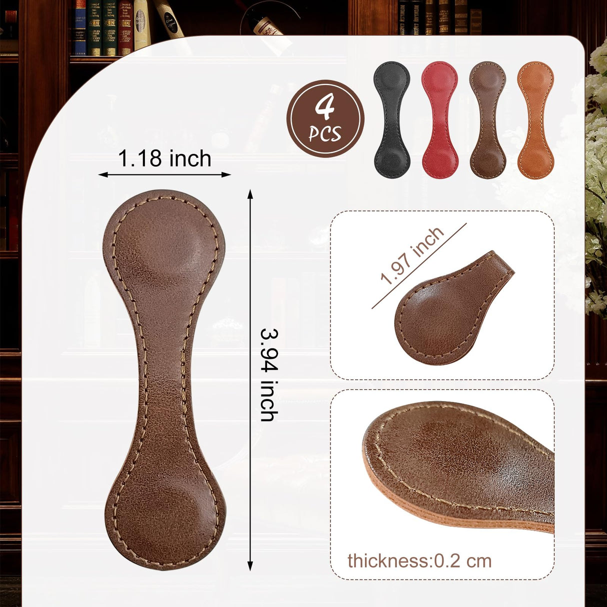 Magnetic Bookmark, 4Pcs Personalized Leather Retro Bookmark Magnetic Page Markers for Book Lovers, Readers, Kids GBPLAIN