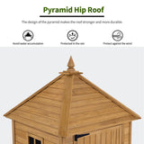 MCombo Large Outdoor Storage Shed with Lockable Door and 6 Shelves, Outside Tall Tool Wooden Cabinet with Double Foldable Tables for Patio Yard Lawn 2645 (Natural) MCombo