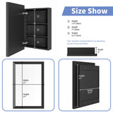 AGDULL Retro-Style Medicine Cabinet with 17’’x27’’ Solid Wood Mirror Frame, Bathroom Recessed Wall Cabinet, Living Room Wood Storage Cabinet, Black AGDULL