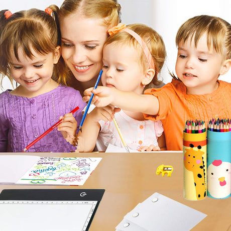 Canvall Flipbook Set for Drawing and Tracing Animation, Include: A5 LED Light Box, 540 Pages Animated Loose-Leaf Paper, 2 HB +12 Colored Drawing Pencils, Pencil Sharpener, Eraser and Screwdriver Canvall
