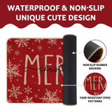 Heirloom Haven Merry Christmas Snowflakes Red Winter Doormat 17 x 29 Inch, Christmas Tree Holiday Decorative Throw Mat Non-Skid Entryway Mat Washable Floor Mats for Bedroom Living Room Kitchen Heirloom Haven