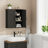 Homleke Bathroom Wall Cabinet, Over Toilet Storage Cabinet with Barn Doors and Adjustable Shelves, 3-Tier Medicine Cabinet Wall Mounted, for Bathroom, Kitchen, Entryway, Laundry Room, Black, (7.9" D) Homleke