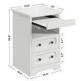 LIKIMIO Night Stand, Modern Bedside Table with 3 Drawers, Open Shelf, End Table with Pull-Out Tray, Wood SideTable, White LIKIMIO