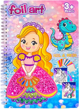 HBKJ Foil-Fun Art Gift for Girls - Magic Princess Gifts Foil Art Craft Stickers Book Supplies for Girls 4-5-6-7-8-9 Year Old Toddler Kids Activity Kit Travel Toys Christmas Birthday Gifts HBKJ