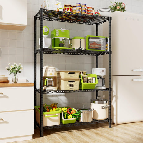 Storage Shelves Heavy Duty, 36" L x 14" W x 54" H Garage Wire Shelving Unit Loads 1400LBS, 4-Tier Adjustable Metal Industrial Utility Shelf Rack for Kitchen, Laundry Room, Pantry, Warehouse, Basement ROOMTEC