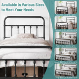 CLIBFENG Queen Bed Frame-Classic Metal Platform Bed Frame Mattress Foundation with Victorian Style Iron-Art Headboard/Footboard/Under Bed Storage/No Box Spring Needed/Black CLIBFENG