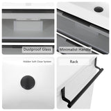 YOURLITE 30” Floating Bathroom Vanity with Sink Combo, Modern Wall Mounted Cabient with 2 Glass Doors Drawers Storage, Undermount Bathroom Ceramic Sink & Soft Closing Doors & Black Faucet YOURLITE