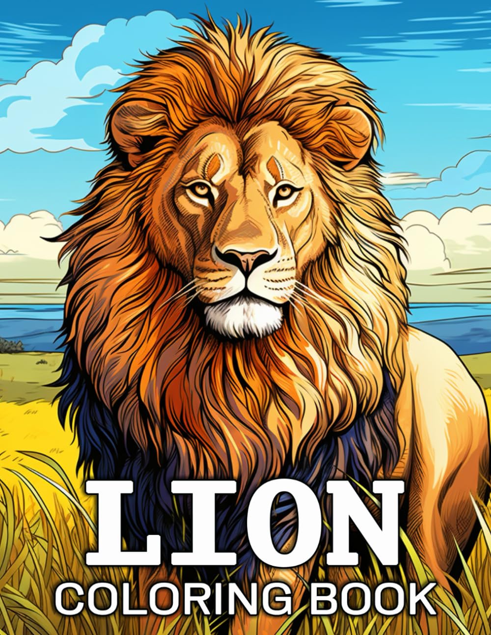 Lion Coloring Book: 50 Unique Ilustrations for Stress Relief and Relaxation Majosta