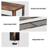 Rolanstar Shoe Bench, 3-Tier Shoe Rack, 39.4” Storage Entry Bench with Mesh Shelves Wood Seat, Rustic Foyer Bench for Hallway Front Door, Doorway, Living Room, Mudroom, Steel Frame, Rustic Brown Rolanstar