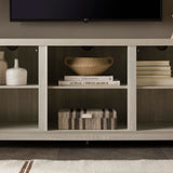 Walker Edison Wesley Modern Farmhouse Glass Door TV Stand for TVs up to 65 Inches, 58 Inch, Stone Grey, Without Fireplace Walker Edison