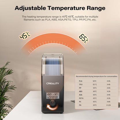 Creality Filament Dryer Box 2.0 Dehydrator Storage Drier Machine with 24h Timer Adjustable 45-65℃ Filament Spool Holder Keep Materials Dry During 3D Printing for 1.75/2.85/3.0 PLA,PETG,ABS,TP - WoodArtSupply