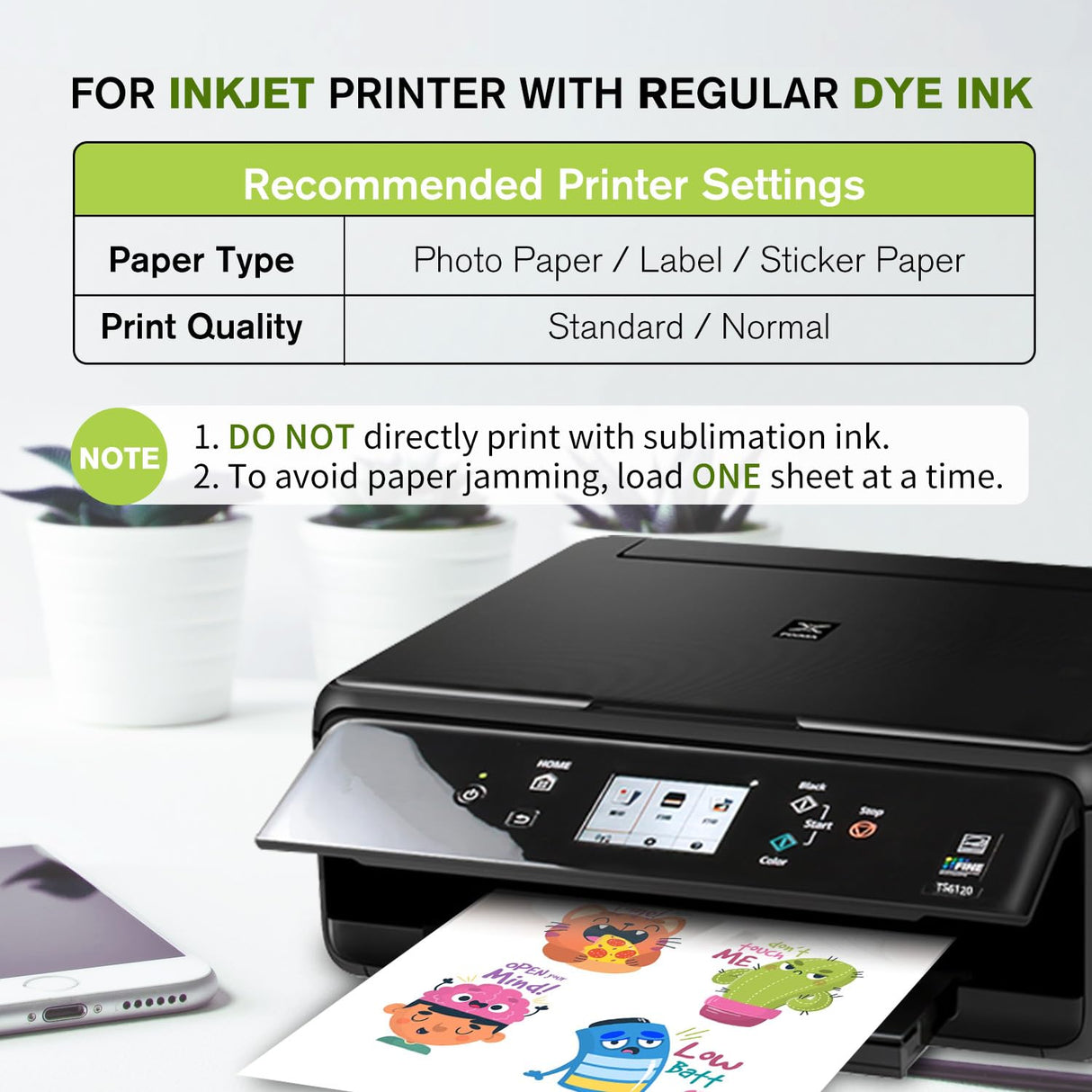 A-SUB 25 Sheets Vinyl Sticker Paper for Inkjet Printer - Glossy Printable Vinyl 8.5x11 Inch Waterproof Sticker Paper for DIY Any Decal You Like A-SUB