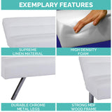 Naomi Home Zoe Futon Sofa Bed, Faux Leather Futon Couch, Modern Convertible Folding Sofa Bed Couch with Chrome Legs, Reclining Mini Couch, Leather Futon Small Couch for Bedroom Living Room White Naomi Home