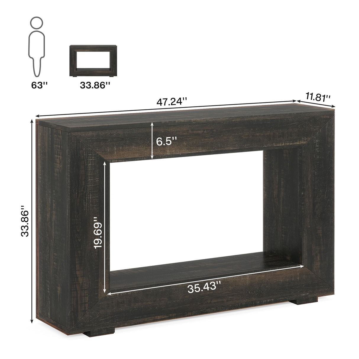 Tribesigns Farmhouse Console Table, 47 Inches Entryway Console Table with Storage, Industrial Hallway Accent Table for Living Room, Entrance Tribesigns