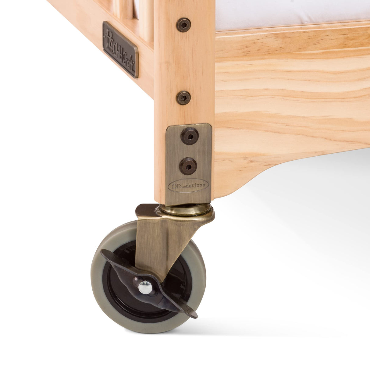 Child Craft Safe Haven Daycare Evacuation Wooden Compact Portable Crib with 4" Casters, Features Clearview End Panels, Durable Wood Construction, Easy Grib Handles, Fits Through Doorways (Natural) Child Craft