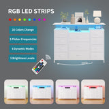 LUMTOK 11 Drawers Dresser with Fabric Drawers,Charging Station, LED Lights and Shelves for Bedroom Storage Organization LUMTOK