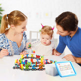 Wooden Alphabet Train Toy 27 PCS Magnetic Alphabet ABC Set Includes 1 Engine and 1 Storage Box Letter Cars for Toddlers Kids Boys and Girls, Compatible with Tracks Wondertoys