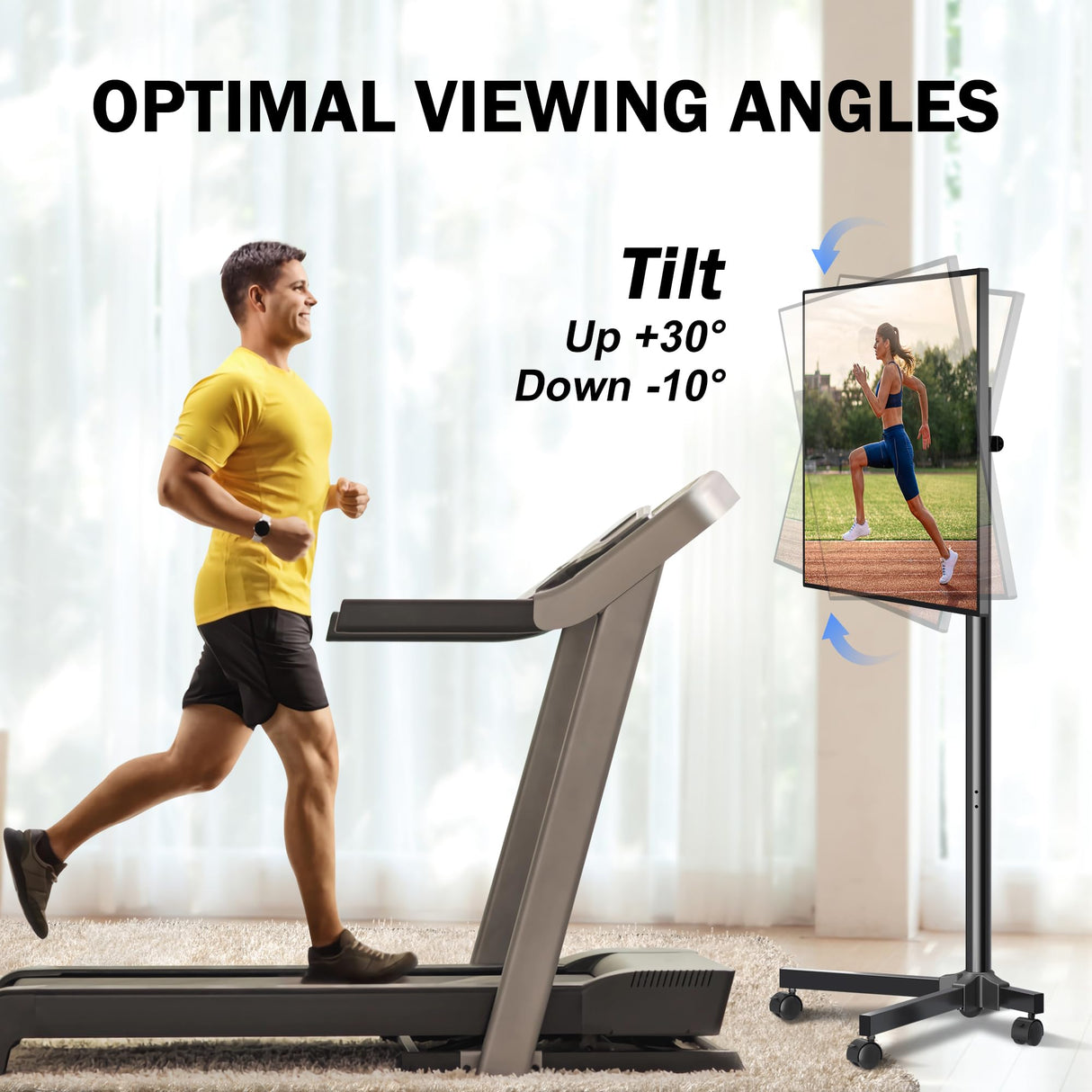 XINLEI Mobile TV Carts, Rolling TV Stand on Wheels for 13-50" Flat/Curved TVs Height Adjustable 30° Tilt Floor TV Stand Portable Monitor Stand Holds up to 44lbs Max VESA 200x200mm ML1350 XINLEI