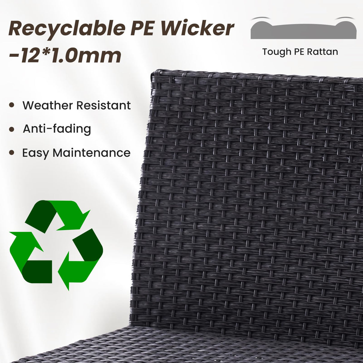 Soohow Half-Moon Patio Conversation Set, 7 Piece Outdoor Sectional Furniture Set with Cushions, Wicker Patio Conversation Set Outdoor Sectional Sofa, All-Weather for Garden, Backyard and Poolside Soohow