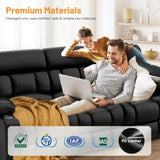 Dresegmt Loveseat Recliner Sofa, Flip Middle Backrest Design PU Leather 3 Seat Reclining Sofa with Storage Drawer, Manual Couch for Living Room/RV (Black, PU) Dresegmt