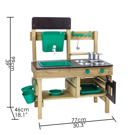 Hape Outdoor Kitchen | Mud Kitchen Wooden Toy Playset with Accessories, for Children Ages 3+ Years Hape