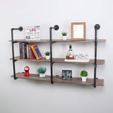 Industrial Pipe Shelving Wall Mounted,63in Rustic Metal Floating Shelves,Steampunk Real Wood Book Shelves,Wall Shelf Unit Bookshelf Hanging Wall Shelves,Farmhouse Kitchen Bar Shelving(3 Tier) MBQQ