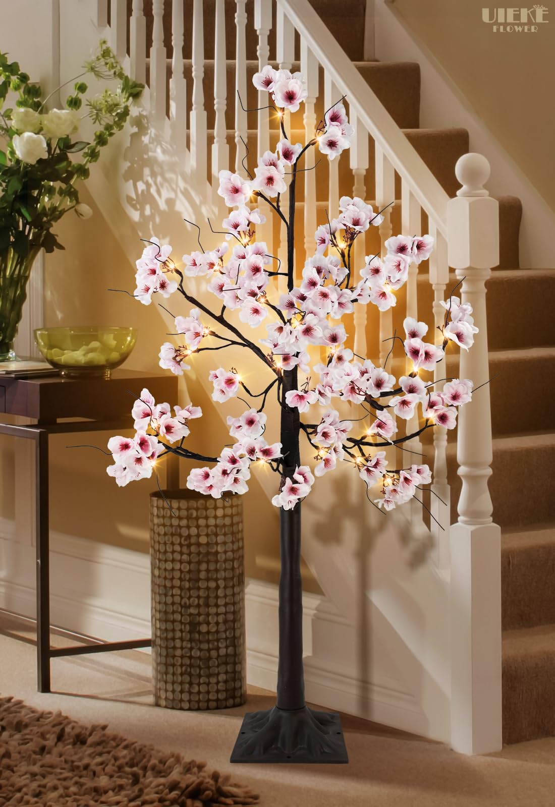 Uieke Cherry Blossom Tree, 6FT 96 Fairy Lights Artificial Lighted Tree for Home Inside Outdoor Spring Wedding Party Festival Decor, Warm White Uieke