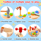 Mgtfbg Kids Tool Set - 29 PCS Wooden Toddler Tool with Box, Montessori STEM Educational Pretend Play Construction Toy for 2 3 4 5 6 Year Old Boys Girls, Best Birthday Gift Mgtfbg