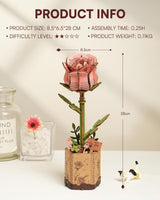 ROBOTIME 3D Puzzles Wooden Flower Pink Rose DIY Model Building Kit to Build for Adults Artifical Bouquet Botanical Collection Craft Brain Teaser Puzzle Creative Gift Home Decor ROBOTIME