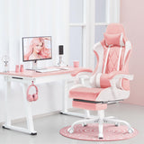 Homall Gaming Chair, Computer Chair with Footrest and Massage Lumbar Support, Ergonomic High Back Video Game Chair with Swivel Seat and Headrest (Pink) Homall