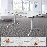 4 Pack Conference Table,Modern Folding Office Table Conference Room Tables with Lockable Wheels,Lockable Mobile Foldable Meeting Table Seminar Table for Home Office Media Centers Classroom(63in) ZanyCajole