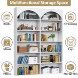 Gyfimoie 70.8’’ Tall Bookshelf and Bookcase, 7-Tier Double Wide Bookcase Modern Large Open Display Shelves with Curved Baffle for Home Office Living Room (White) Gyfimoie