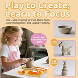 Pottery Wheel for Kids - Complete Pottery Tools Kit for Beginners, Arts and Crafts for Kids Ages 8-12 with 3 Pack Air Dry Clay, Mini Clay Making Pottery Wheel with Foot Pedal (Dog, Patented) Innofans