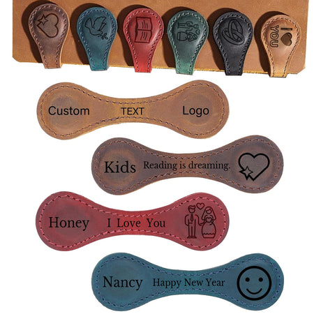 Personalized Magnetic Leather Bookmarks for Reading Women, Custom Leather Bookmarks, Handmade, Vintage Bookmark Clips Gifts for Book Lover Readers Women Kids (Customizable) YXFOOR