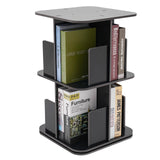 KONGKUNI Modern 2 Tier 360° Rotating Corner Bookshelf for Small Spaces - Stylish Black Desktop Bookcase KONGKUNI