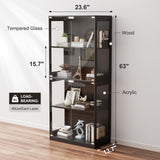 DoCred Display Cabinet with Glass Doors, 63" H Figurines Glass Display Case with 6 Color Lights, 4-Tier Curio Cabinet for Collectibles & Bedroom Living Room Office Storage Cabinets, Black DoCred